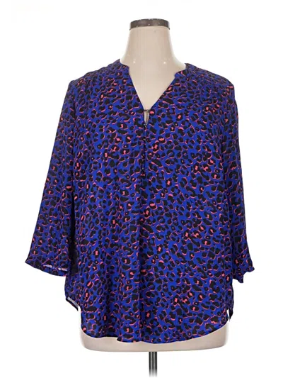 Pre-owned Torrid 3/4 Sleeve Blouse In Blue