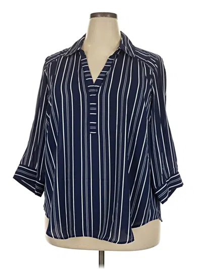 Pre-owned Torrid 3/4 Sleeve Blouse In Blue