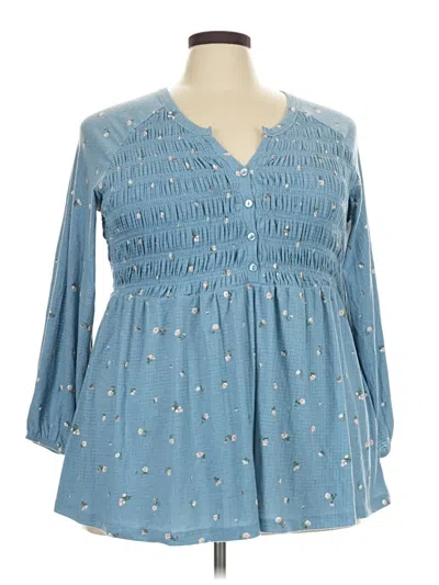 Pre-owned Torrid 3/4 Sleeve Blouse In Blue