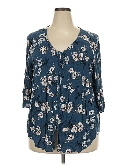 Pre-owned Torrid 3/4 Sleeve Blouse In Blue