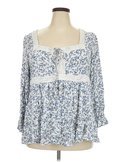 Pre-owned Torrid 3/4 Sleeve Blouse In Blue
