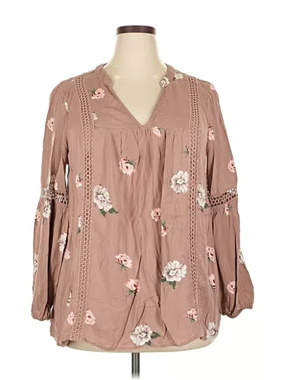 Pre-owned Torrid 3/4 Sleeve Blouse In Brown