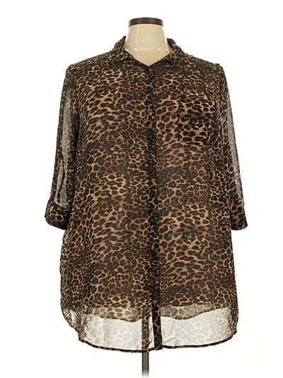 Pre-owned Torrid 3/4 Sleeve Blouse In Brown