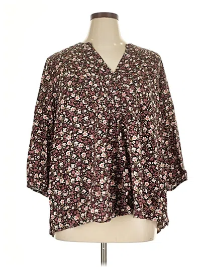 Pre-owned Torrid 3/4 Sleeve Blouse In Brown