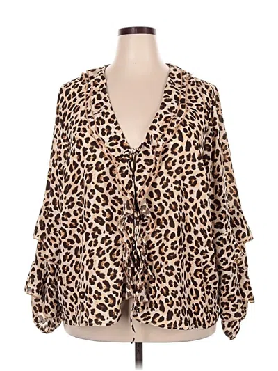 Pre-owned Torrid 3/4 Sleeve Blouse In Brown