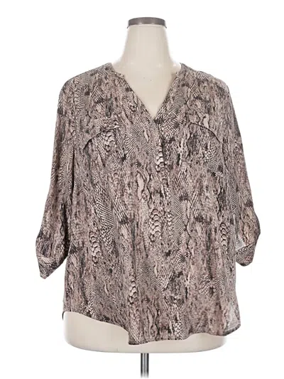 Pre-owned Torrid 3/4 Sleeve Blouse In Brown