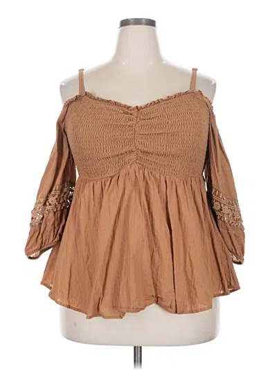 Pre-owned Torrid 3/4 Sleeve Blouse In Brown