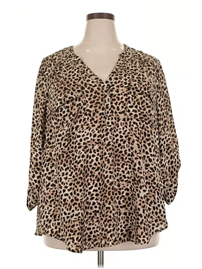Pre-owned Torrid 3/4 Sleeve Blouse In Brown