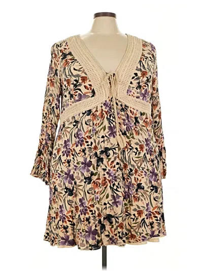 Pre-owned Torrid 3/4 Sleeve Blouse In Brown