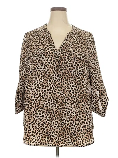 Pre-owned Torrid 3/4 Sleeve Blouse In Brown