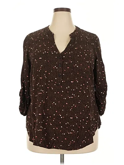Pre-owned Torrid 3/4 Sleeve Blouse In Brown