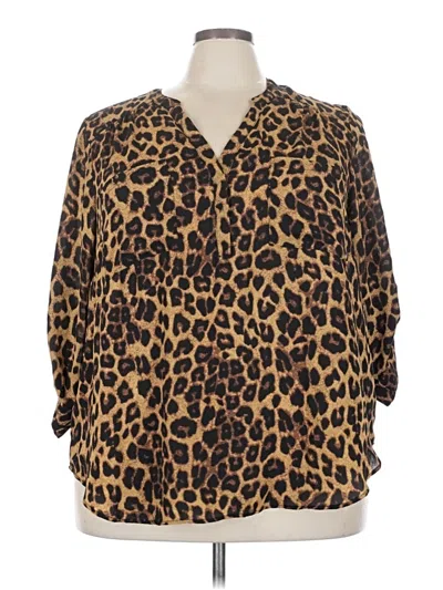 Pre-owned Torrid 3/4 Sleeve Blouse In Brown