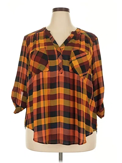 Pre-owned Torrid 3/4 Sleeve Blouse In Brown