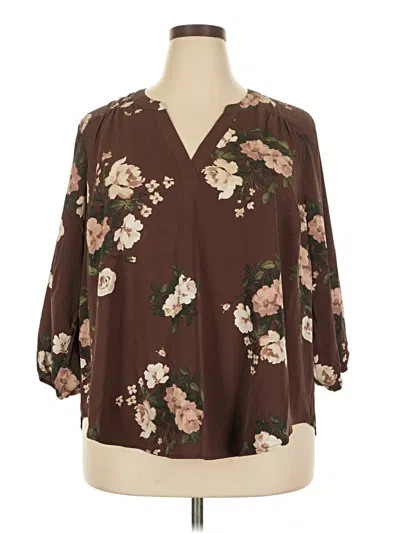 Pre-owned Torrid 3/4 Sleeve Blouse In Brown