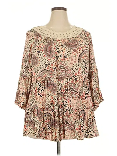 Pre-owned Torrid 3/4 Sleeve Blouse In Brown