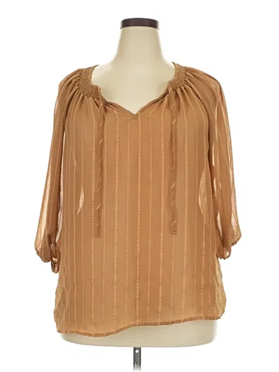 Pre-owned Torrid 3/4 Sleeve Blouse In Brown