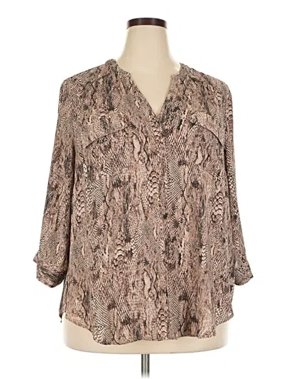 Pre-owned Torrid 3/4 Sleeve Blouse In Brown
