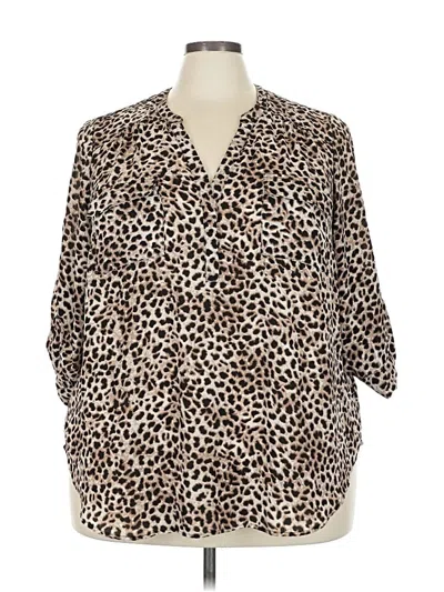 Pre-owned Torrid 3/4 Sleeve Blouse In Brown