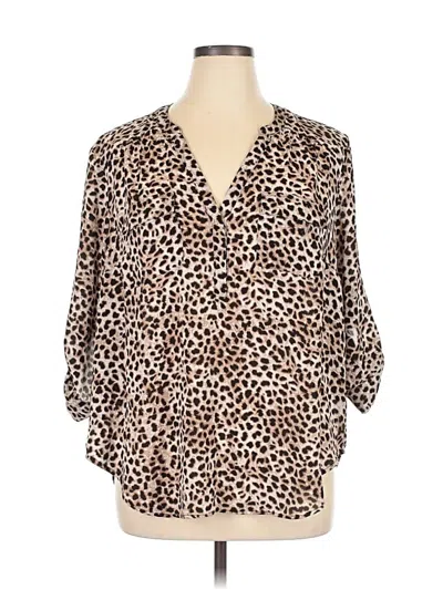 Pre-owned Torrid 3/4 Sleeve Blouse In Brown