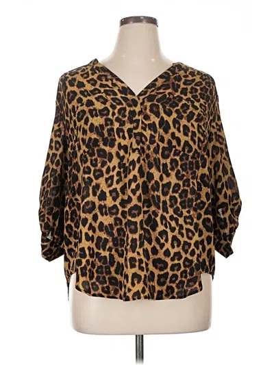 Pre-owned Torrid 3/4 Sleeve Blouse In Brown