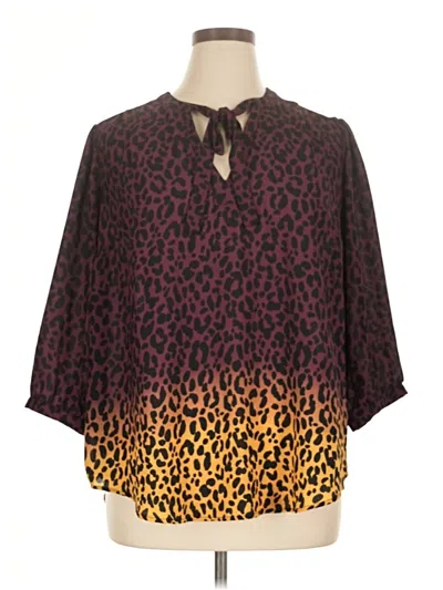 Pre-owned Torrid 3/4 Sleeve Blouse In Brown