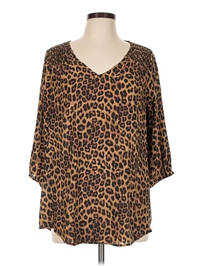 Pre-owned Torrid 3/4 Sleeve Blouse In Brown
