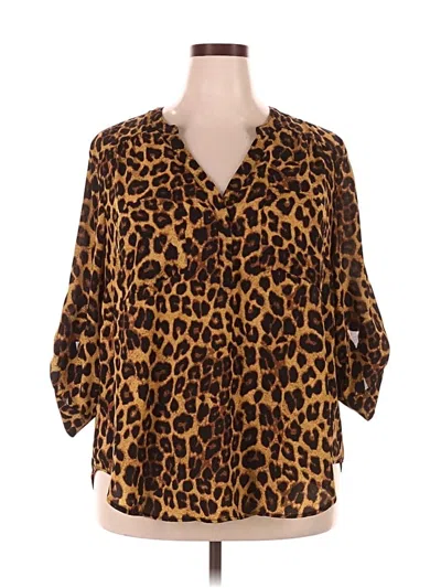 Pre-owned Torrid 3/4 Sleeve Blouse In Brown