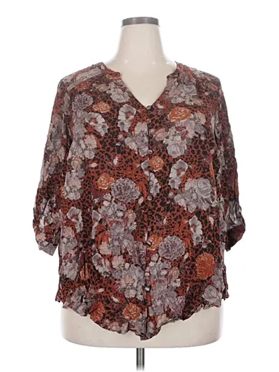Pre-owned Torrid 3/4 Sleeve Blouse In Brown