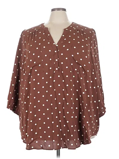 Pre-owned Torrid 3/4 Sleeve Blouse In Brown