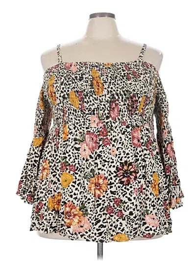 Pre-owned Torrid 3/4 Sleeve Blouse In Brown