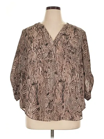 Pre-owned Torrid 3/4 Sleeve Blouse In Brown
