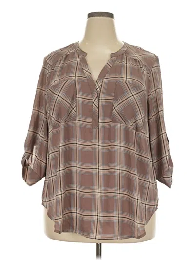 Pre-owned Torrid 3/4 Sleeve Blouse In Brown