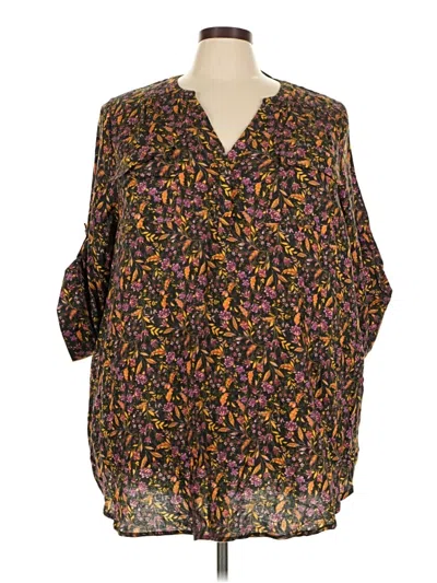 Pre-owned Torrid 3/4 Sleeve Blouse In Brown