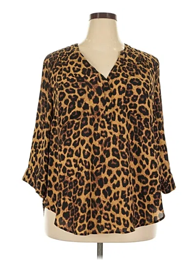 Pre-owned Torrid 3/4 Sleeve Blouse In Brown