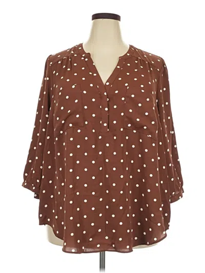Pre-owned Torrid 3/4 Sleeve Blouse In Brown