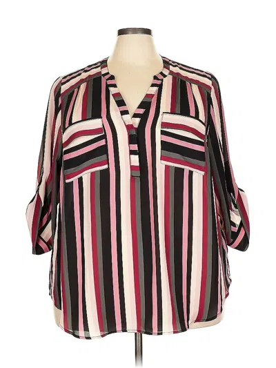 Pre-owned Torrid 3/4 Sleeve Blouse In Burgundy