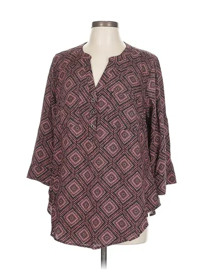 Pre-owned Torrid 3/4 Sleeve Blouse In Burgundy