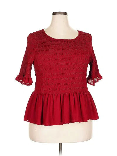 Pre-owned Torrid 3/4 Sleeve Blouse In Burgundy