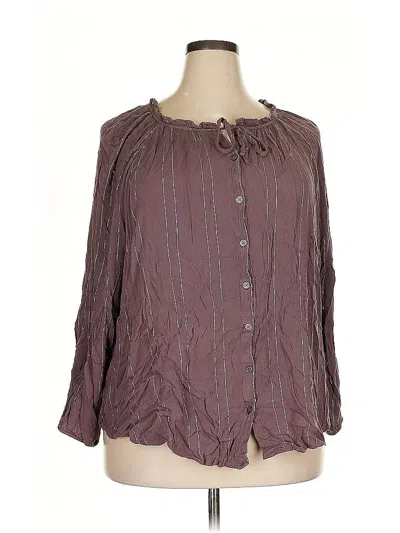 Pre-owned Torrid 3/4 Sleeve Blouse In Burgundy
