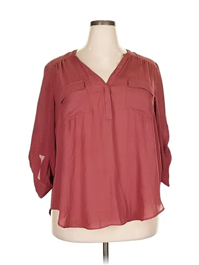 Pre-owned Torrid 3/4 Sleeve Blouse In Burgundy