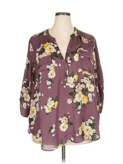 Pre-owned Torrid 3/4 Sleeve Blouse In Burgundy