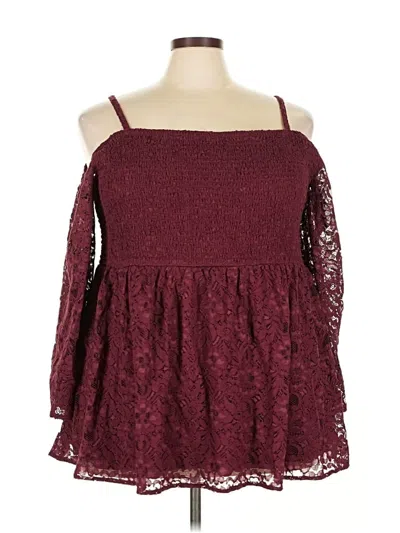 Torrid 3/4 Sleeve Blouse In Burgundy
