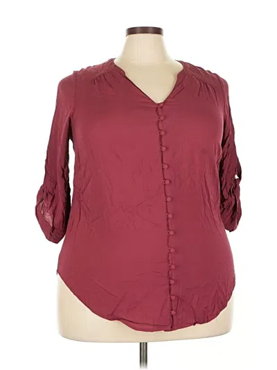Pre-owned Torrid 3/4 Sleeve Blouse In Burgundy