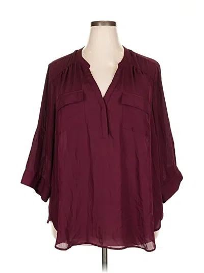 Pre-owned Torrid 3/4 Sleeve Blouse In Burgundy