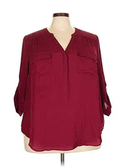 Pre-owned Torrid 3/4 Sleeve Blouse In Burgundy