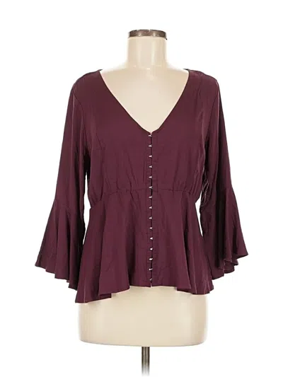 Pre-owned Torrid 3/4 Sleeve Blouse In Burgundy