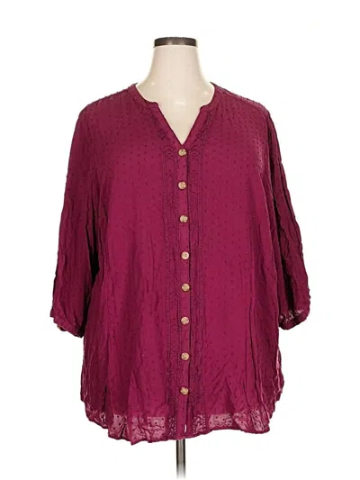 Pre-owned Torrid 3/4 Sleeve Blouse In Burgundy