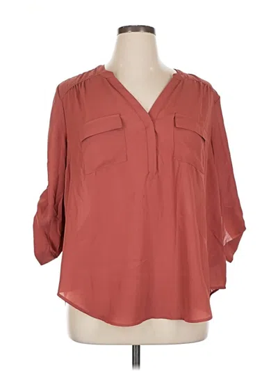 Pre-owned Torrid 3/4 Sleeve Blouse In Burgundy