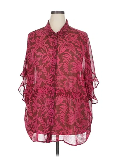 Pre-owned Torrid 3/4 Sleeve Blouse In Burgundy