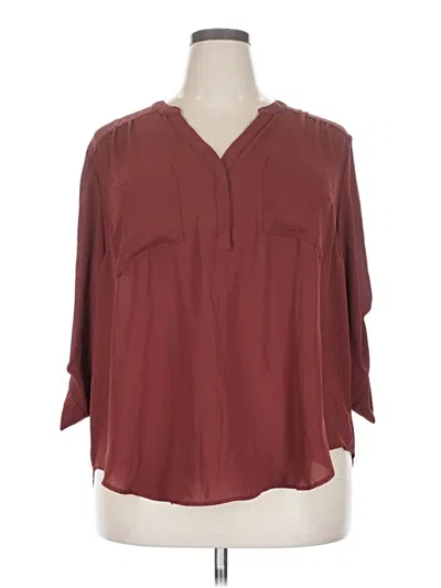 Pre-owned Torrid 3/4 Sleeve Blouse In Burgundy